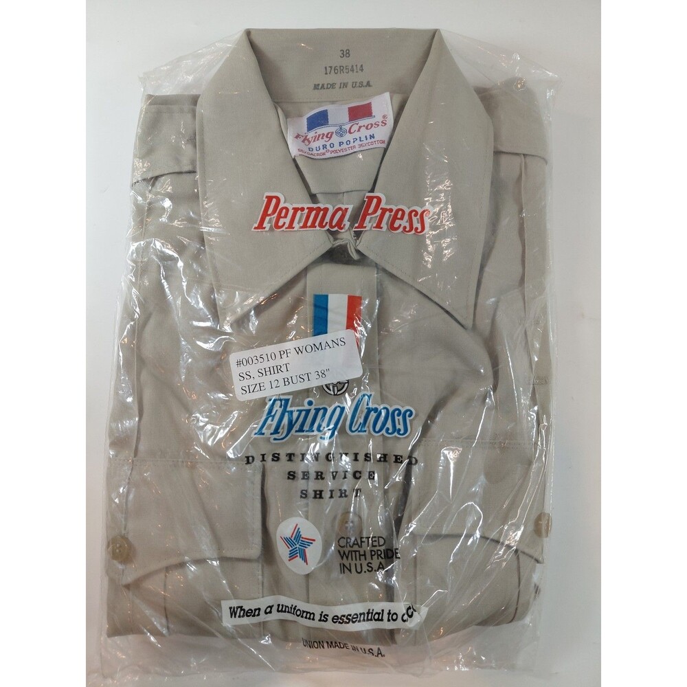 NEW Flying Cross Women's Size 12 Short Sleeve Service Shirt Perma Press Khaki